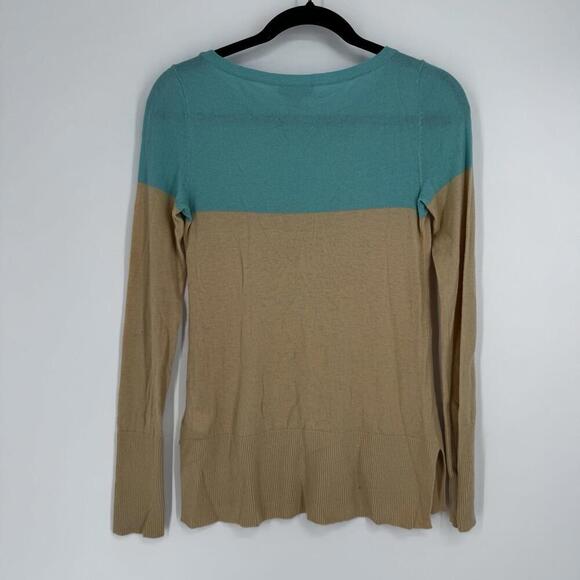 Lilly Pulitzer Sweater xs tan blue colorblock wool blend fall resortwear cruise - Picture 8 of 8